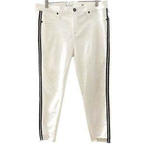 Parker Smith Women's Black Tuxedo Stripes Sporty Skinny White Jeans Size 32